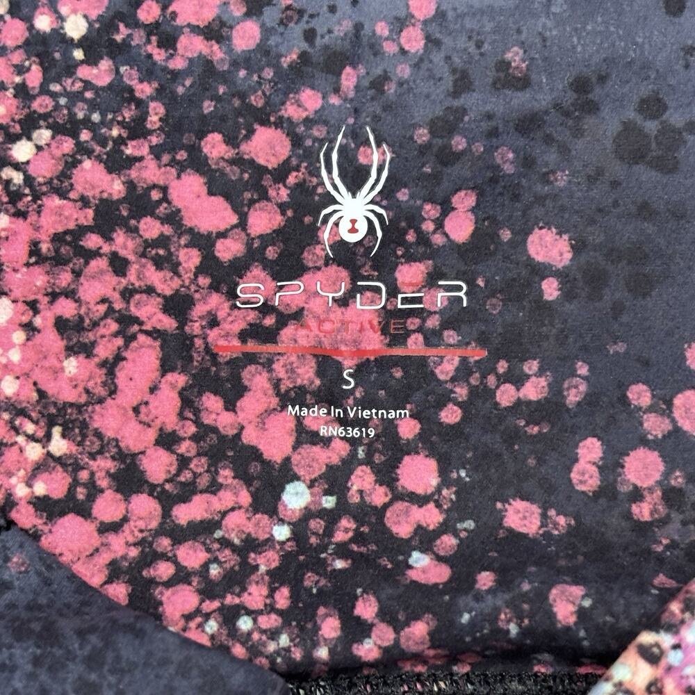 Spyder Leggings Womens Black Multi Color Paint Splatter Pockets Size Small - Picture 3 of 7